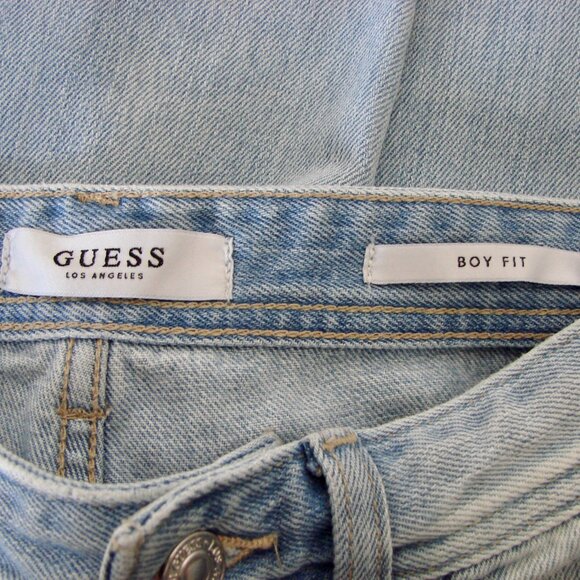 Guess Jeans Boy Fit Relaxed High Waist Distressed Grunge Punk Light Wash Size 25 - Picture 7 of 15